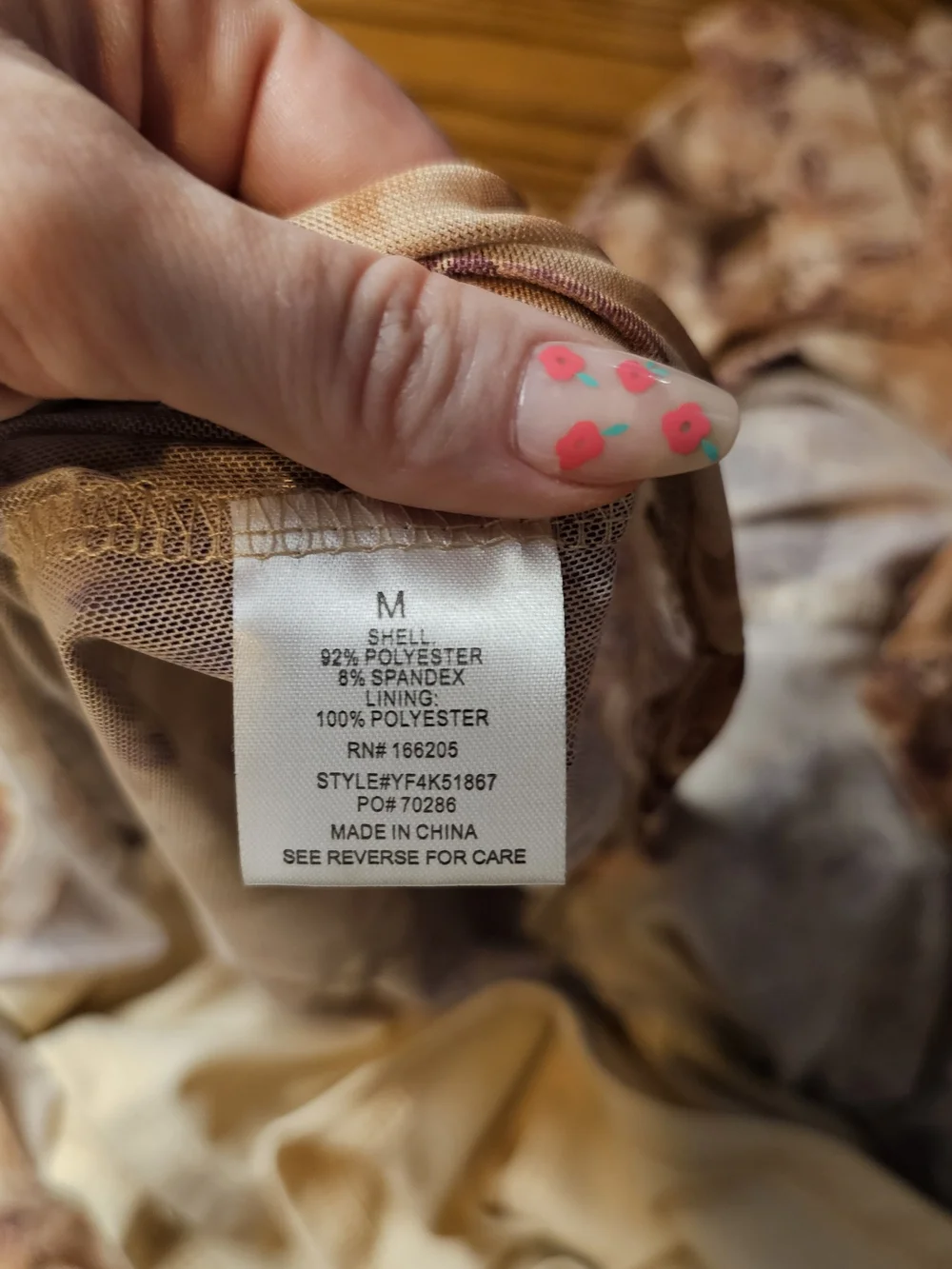 Lucky Brand Boho Mesh Floral Tiered Maxi Dress Medium Brown Long Sleeve - Picture 5 of 7